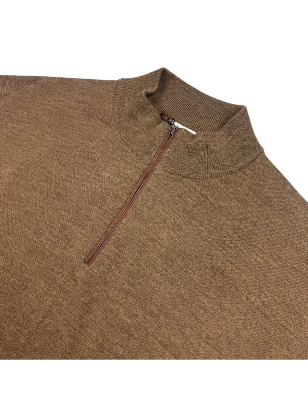 Peter Millar Men's 1/4 Zip 100% Merino Wool Pullover Sweater Brown • 2XL